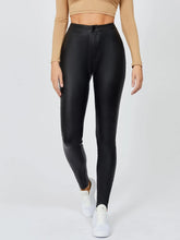 High Waist Patent Leather Look Skinny Jeans